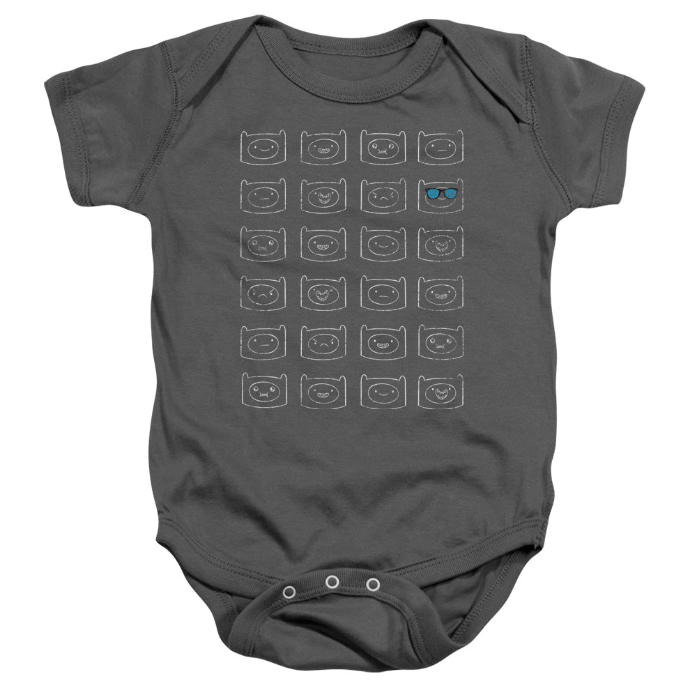 Adventure Time - Finn Faces-infant Snapsuit - Charcoal