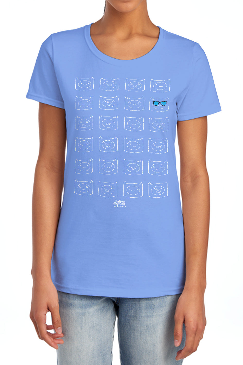 Adventure Time - Finn Faces - Short Sleeve Womens Tee - Charcoal T-shirt