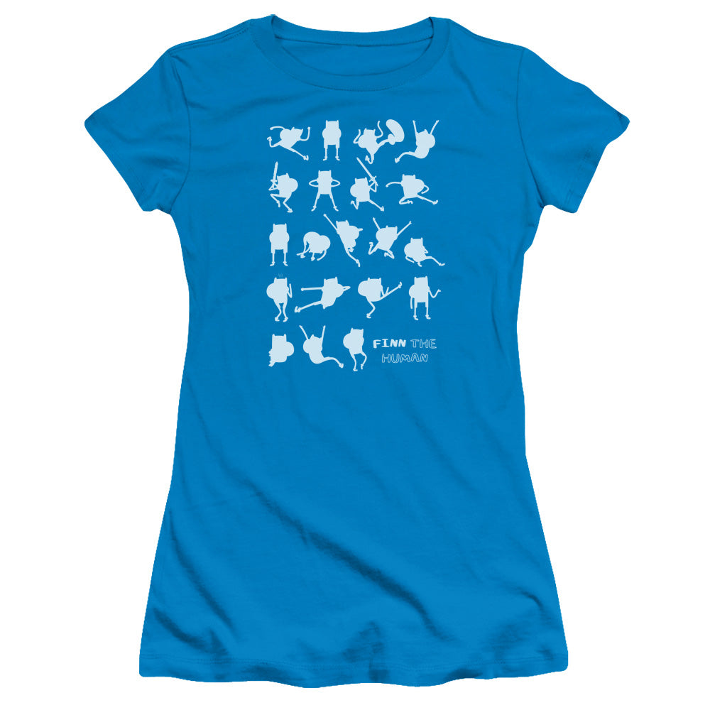 Adventure Time - Finn The Human - Short Sleeve Junior Sheer - Turquoise T-shirt