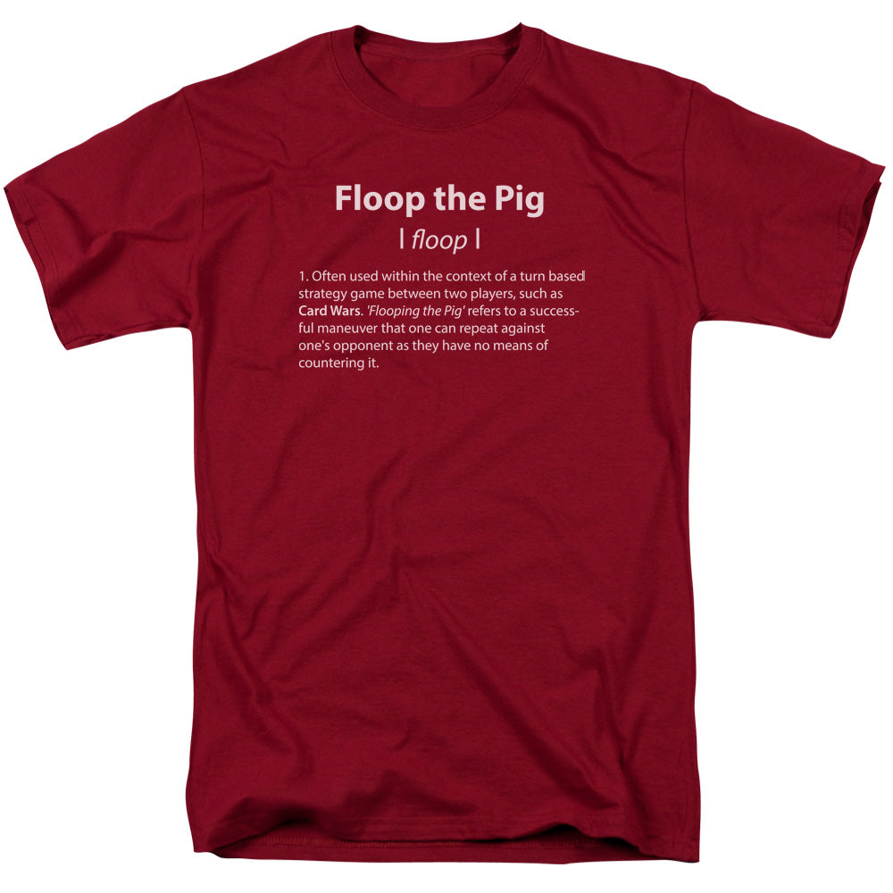 Adventure Time - Floop The Pig - Short Sleeve Adult 18/1 - Cardinal T-shirt