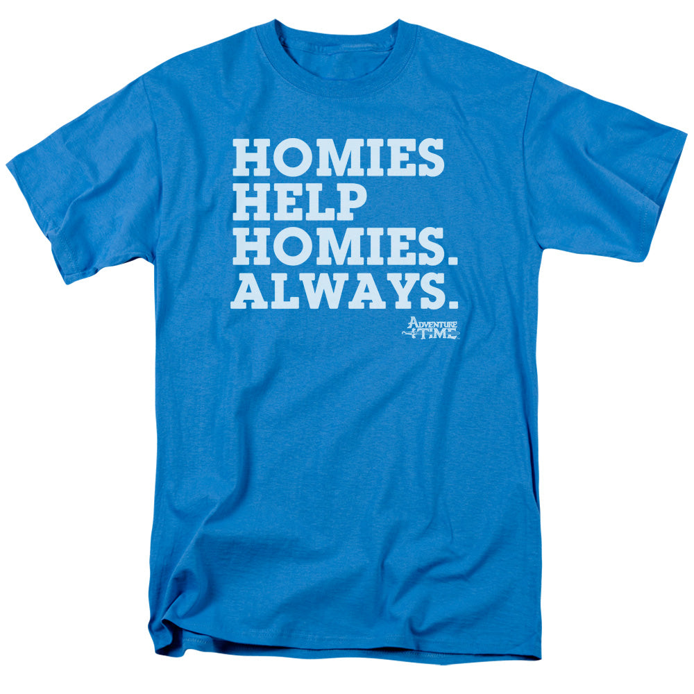 Adventure Time - Homies Help Homies - Short Sleeve Adult 18/1 - Turquoise T-shirt