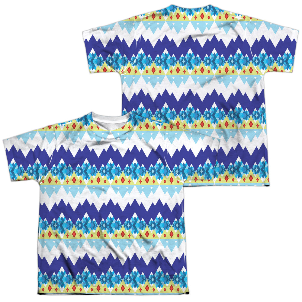 Adventure Time - Ice King Geometric (Front/back Print) - Short Sleeve Youth Poly Crew - White T-shirt