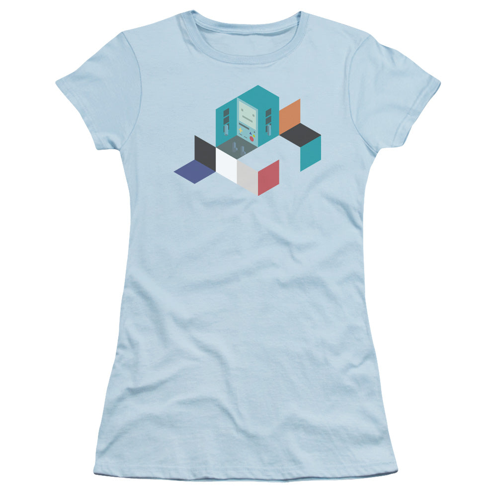 Adventure Time - Bmo Blocks - Short Sleeve Junior Sheer - Light Blue T-shirt