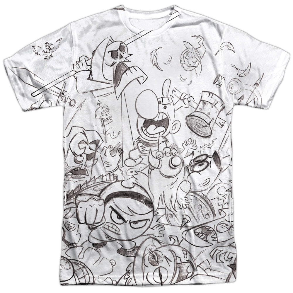 Grim Adventures Of Billy And Mandy - Brawl - Short Sleeve Adult Poly Crew - White T-shirt