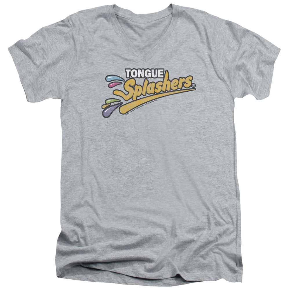 Dubble Bubble - Tongue Splashers Logo - Short Sleeve Adult V-neck 30/1 - Athletic Heather T-shirt