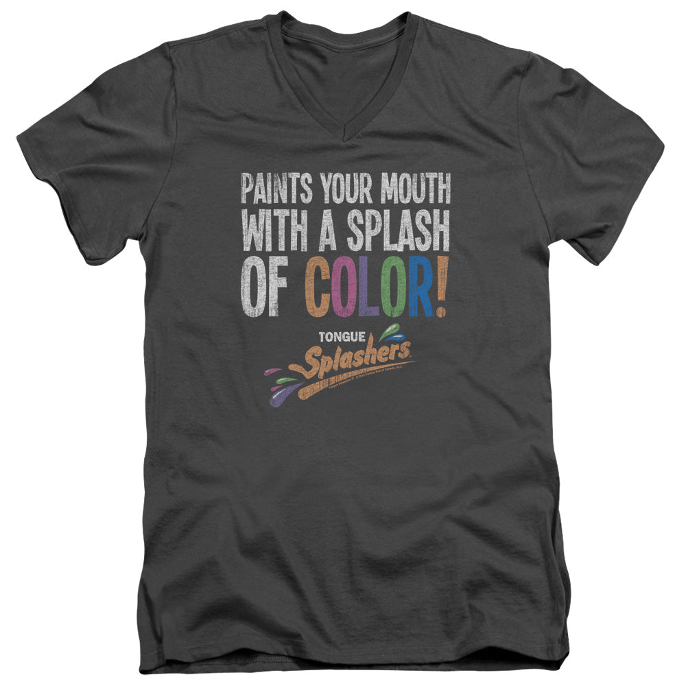 Dubble Bubble - Paints Your Mouth - Short Sleeve Adult V-neck 30/1 - Charcoal T-shirt