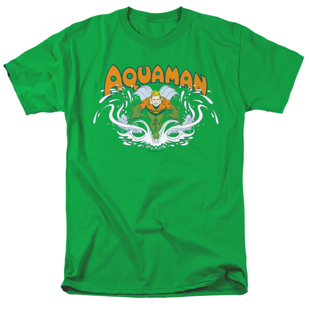 Dc Aquaman - Aquaman Splash - Short Sleeve Adult 18/1 - Kelly Green T-shirt