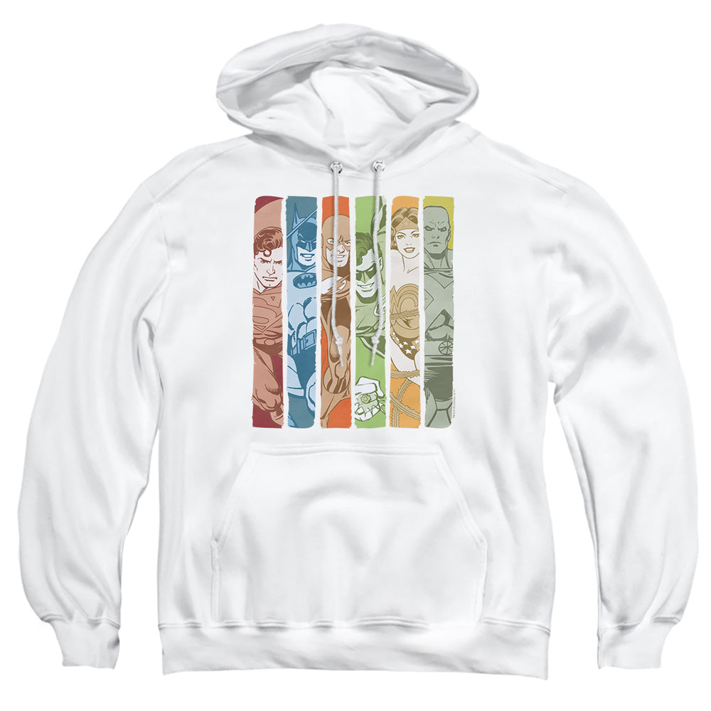 Dc - Justice League Columns - Adult Pull-over Hoodie - White