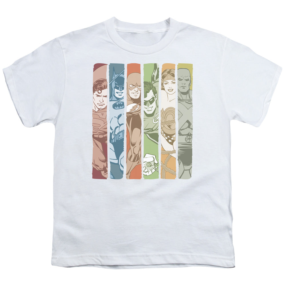 Dc - Justice League Columns - Short Sleeve Youth 18/1 - White T-shirt