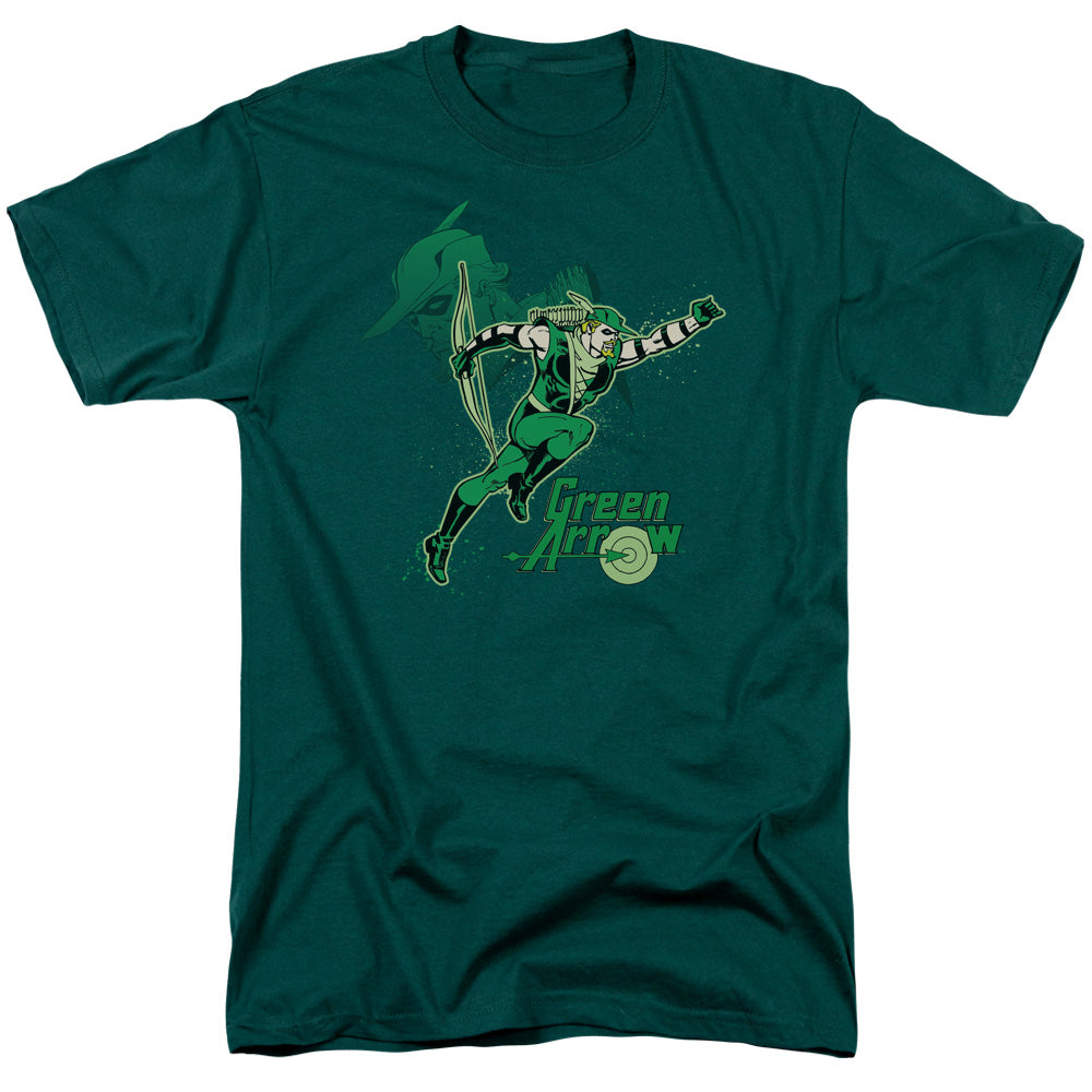 Dc Green Arrow - Green Arrow In Action - Short Sleeve Adult 18/1 - Hunter Green T-shirt