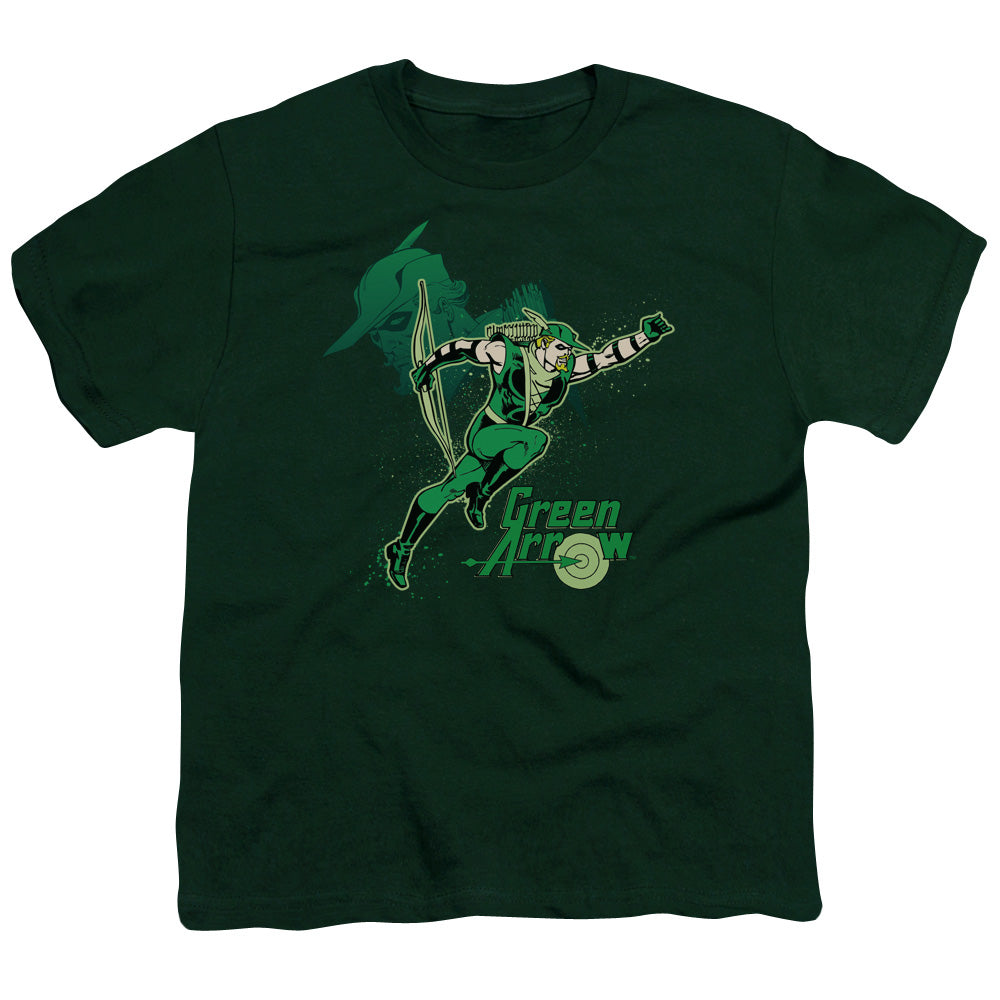 Dc Green Arrow - Green Arrow In Action - Short Sleeve Youth 18/1 - Hunter Green T-shirt