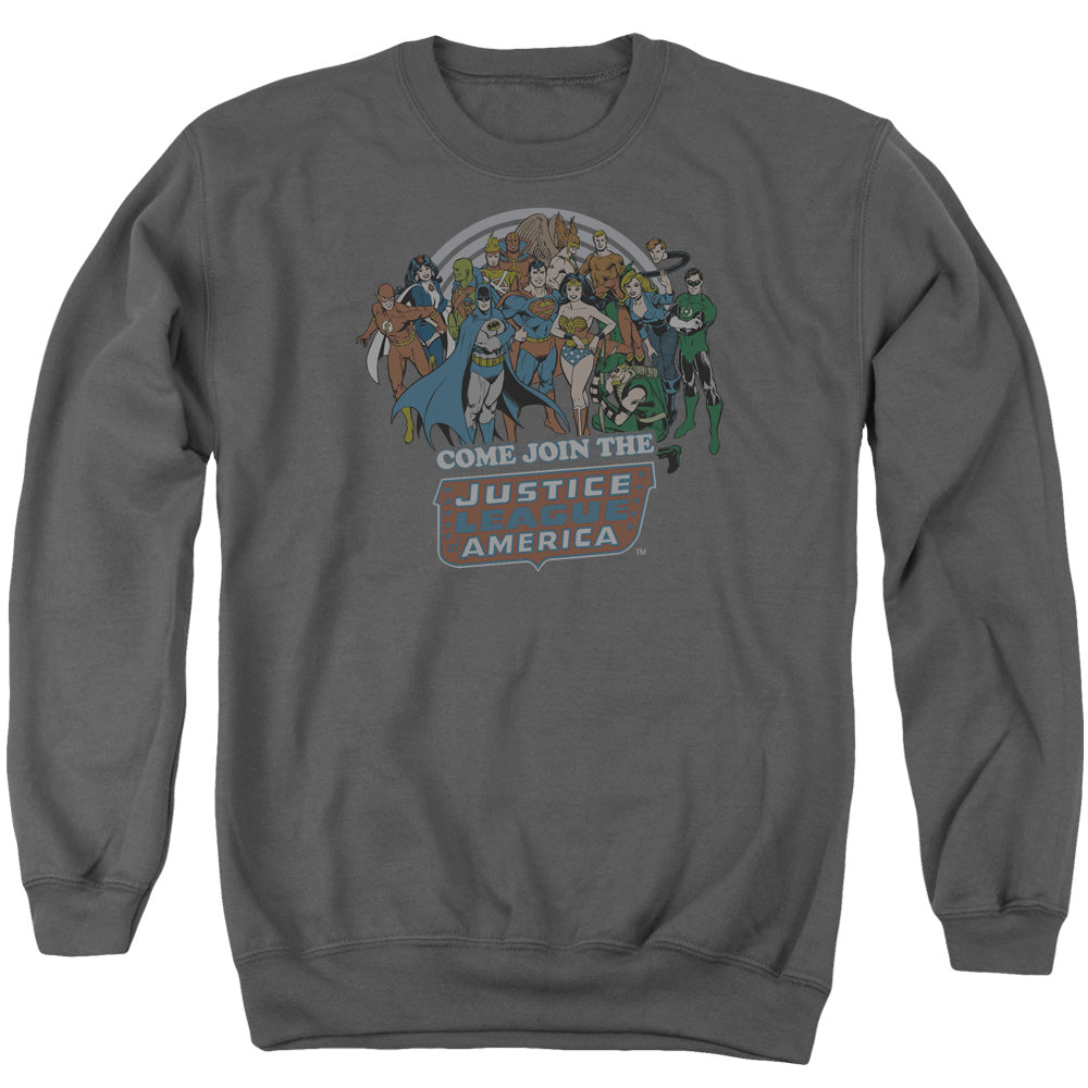 Dc - Join The Justice League - Adult Crewneck Sweatshirt - Charcoal
