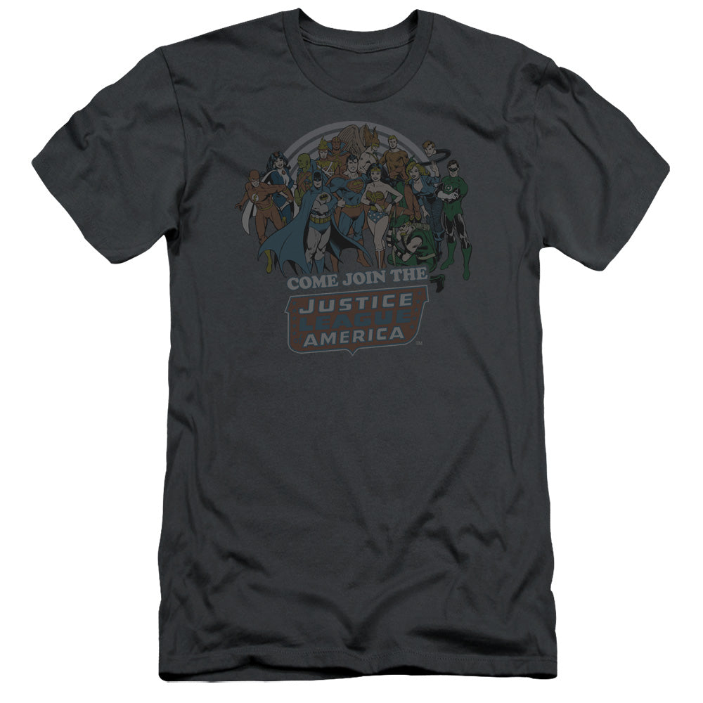 Dc - Join The Justice League - Short Sleeve Adult 30/1 - Charcoal T-shirt