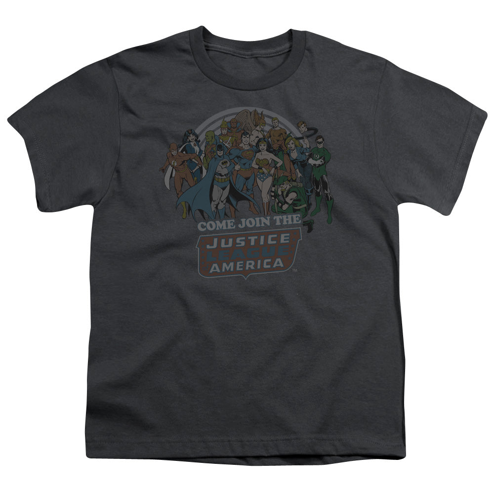 Dc - Join The Justice League - Short Sleeve Youth 18/1 - Charcoal T-shirt