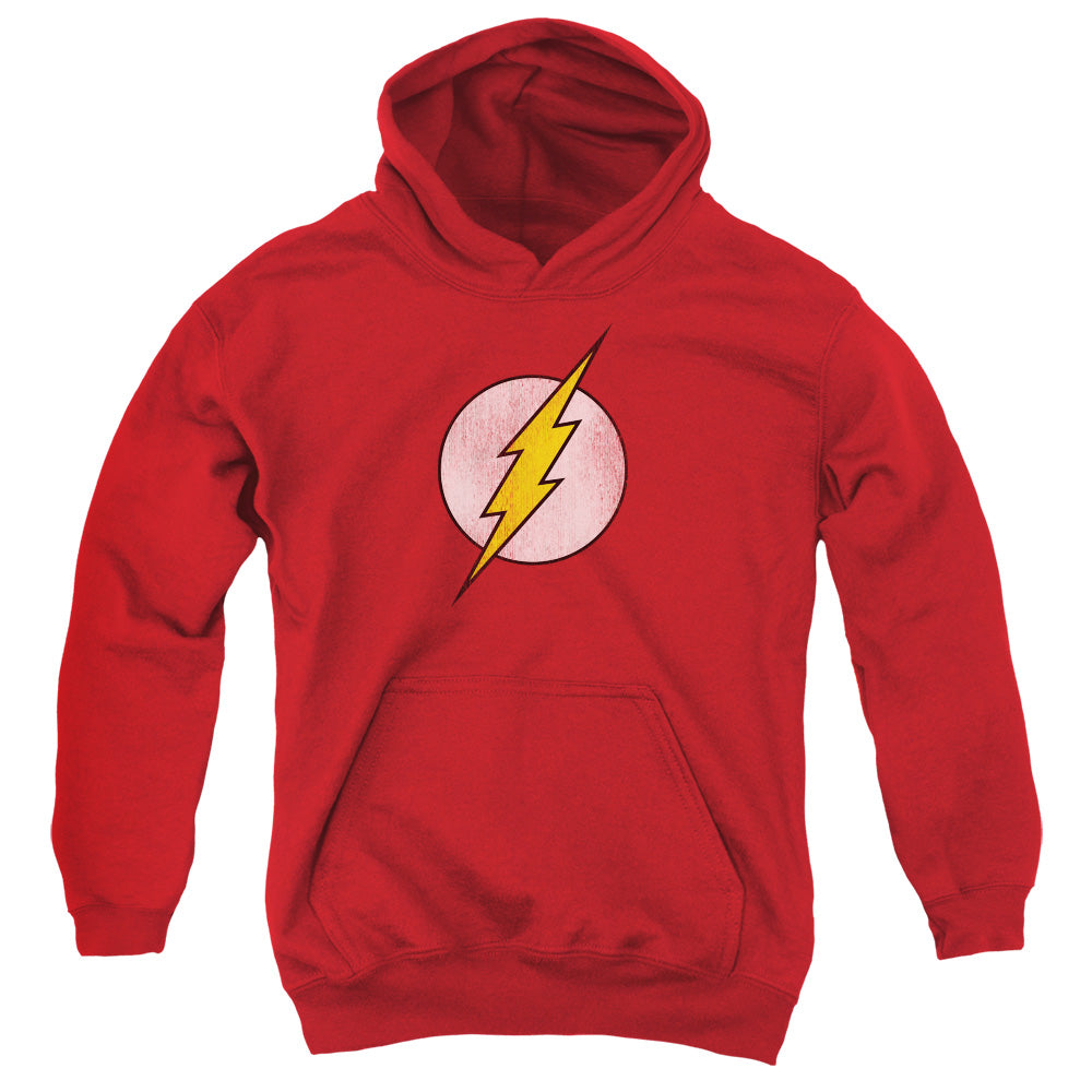 Dc Flash - Flash Logo Distressed - Youth Pull-over Hoodie - Red