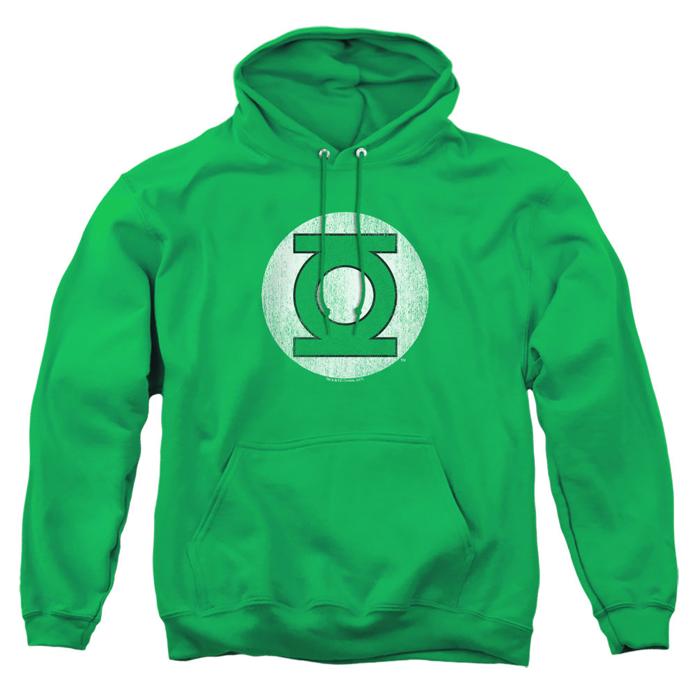 Dc Green Lantern - Green Lantern Logo Distressed - Adult Pull-over Hoodie - Kelly Green
