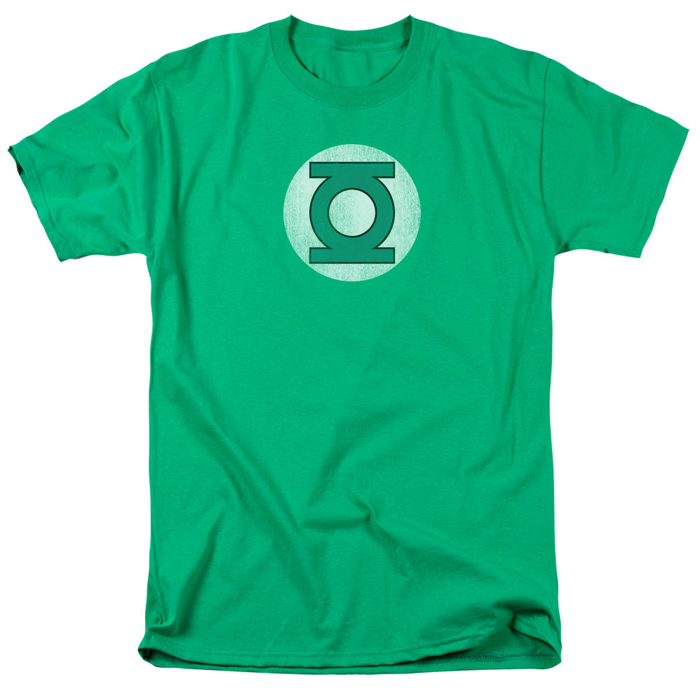 Dc Green Lantern - Green Lantern Logo Distressed - Short Sleeve Adult 18/1 - Kelly Green T-shirt