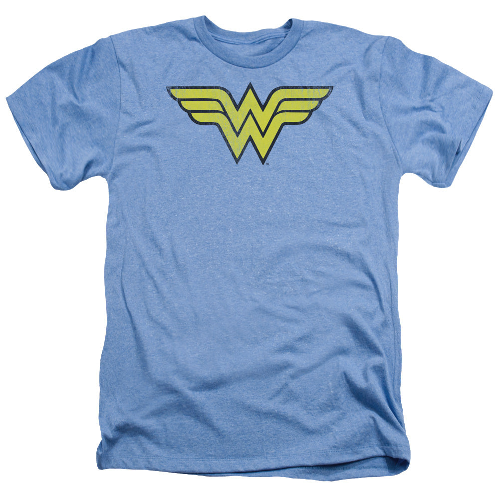 Dc Wonder Woman - Ww Logo Distressed - Adult Heather - Light Blue