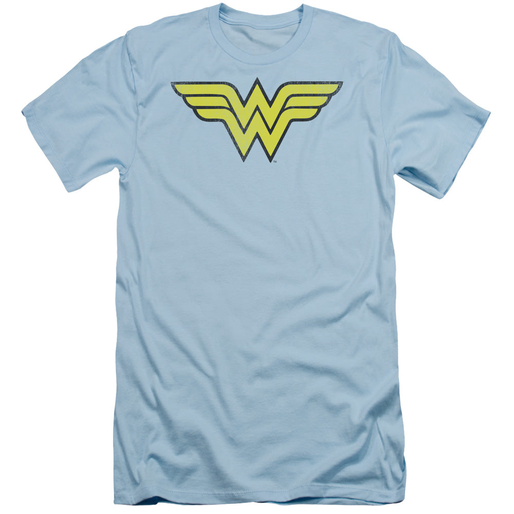 Dc Wonder Woman - Ww Logo Distressed - Short Sleeve Adult 30/1 - Light Blue T-shirt
