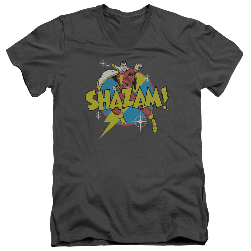Dc Shazam - Power Bolt - Short Sleeve Adult V-neck 30/1 - Charcoal T-shirt
