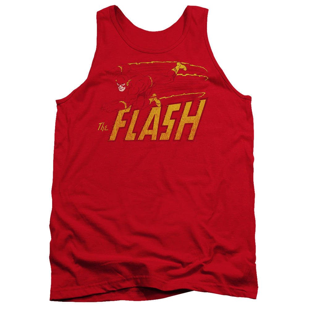 Dc Flash - Flash Speed Distressed - Adult Tank - Red