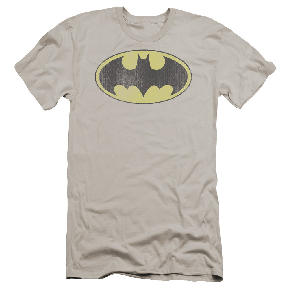 Dc Batman - Retro Bat Logo Distressed-hbo Short Sleeve Adult 30/1 - Silver T-shirt