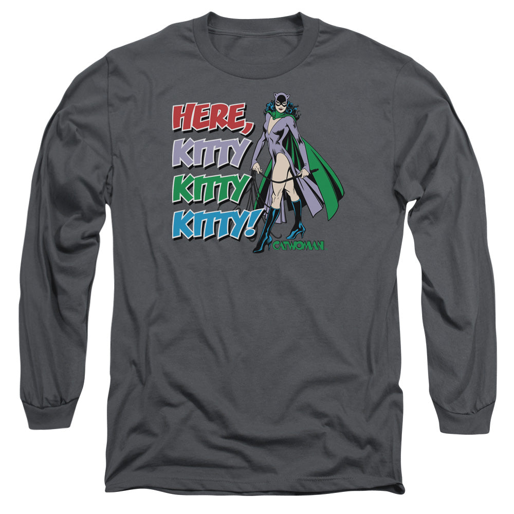 Dc - Here Kitty - Long Sleeve Adult 18/1 - Charcoal T-shirt