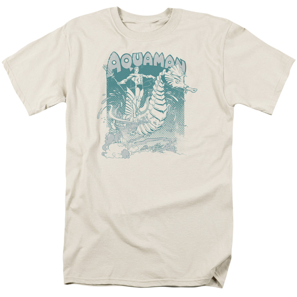 Dc Aquaman - Catch A Wave - Short Sleeve Adult 18/1 - Cream T-shirt
