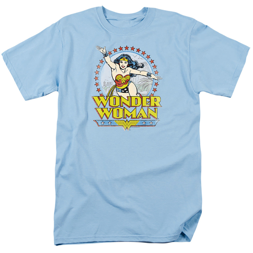 Dc Wonder Woman - Star Of Paradise Island - Short Sleeve Adult 18/1 - Light Blue T-shirt