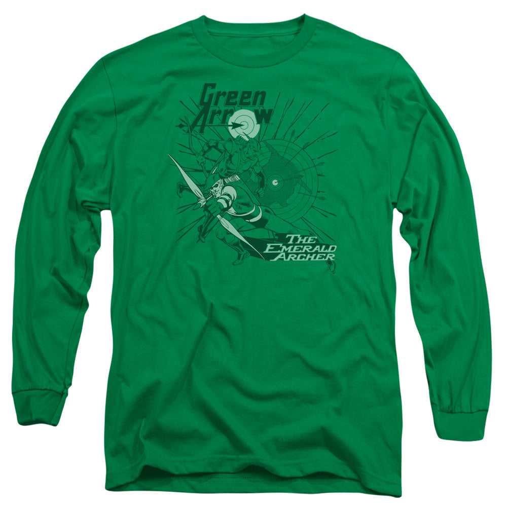 Dc Green Arrow - The Emerald Archer - Long Sleeve Adult 18/1 - Kelly Green T-shirt