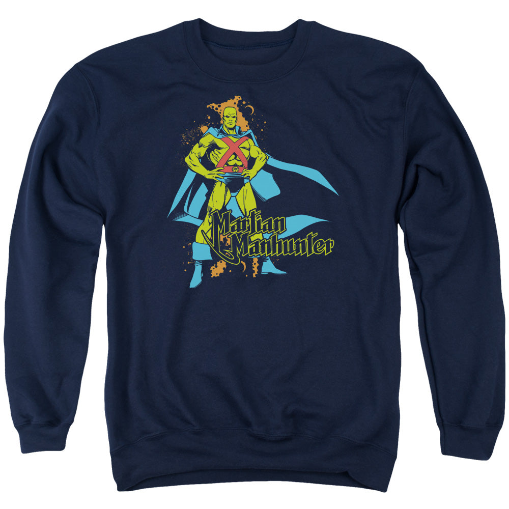 Dc - Martian Manhunter - Adult Crewneck Sweatshirt - Navy