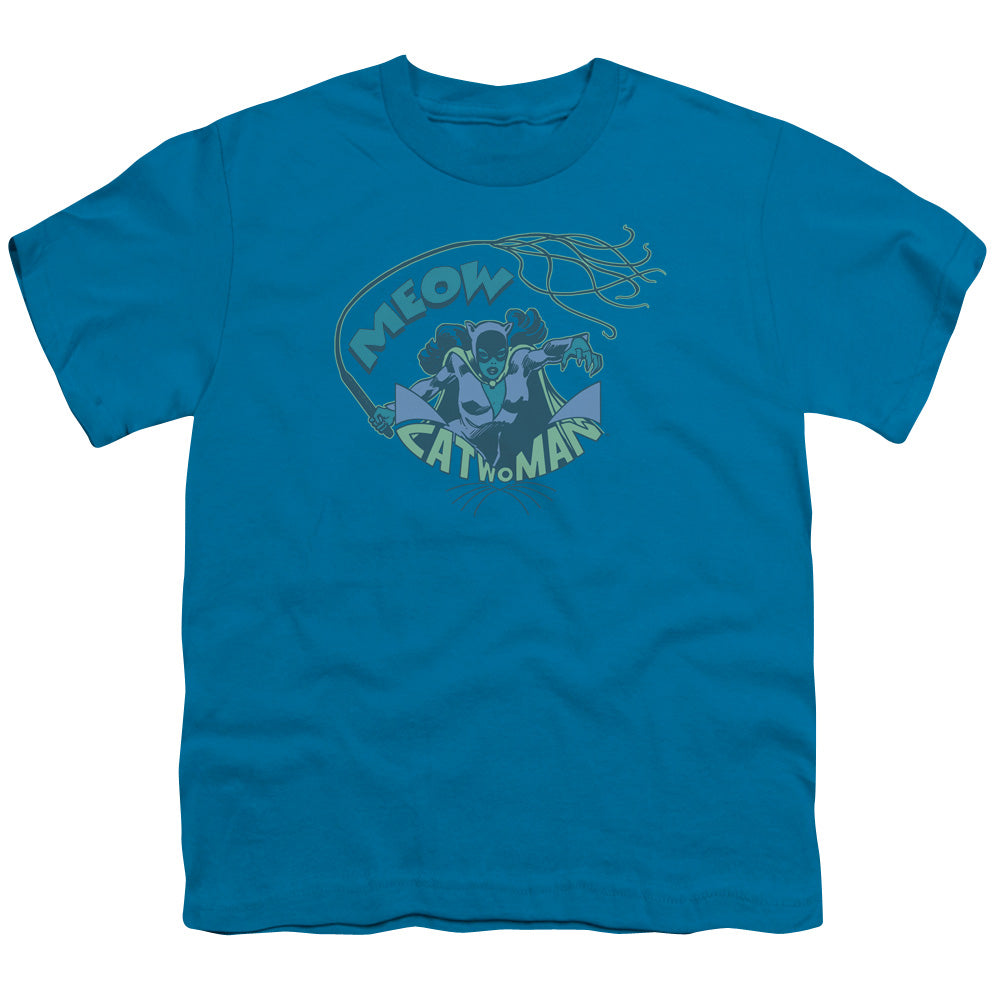 Dc - Meow Catwoman - Short Sleeve Youth 18/1 - Turquoise T-shirt
