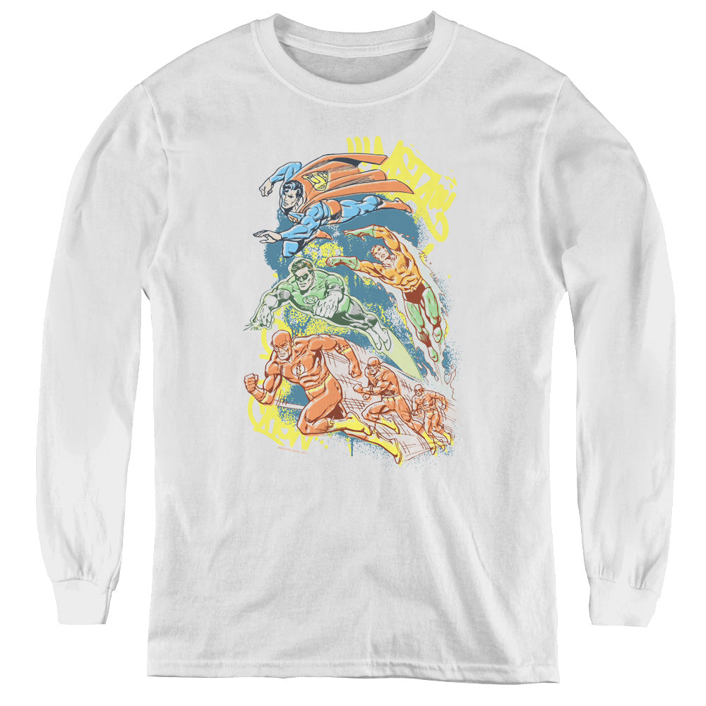 Dc - Halftone League - Youth Long Sleeve Tee - White