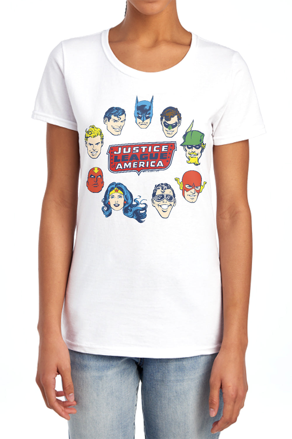 Dc - Justice Head Circle - Short Sleeve Womens Tee - Carolina Blue T-shirt