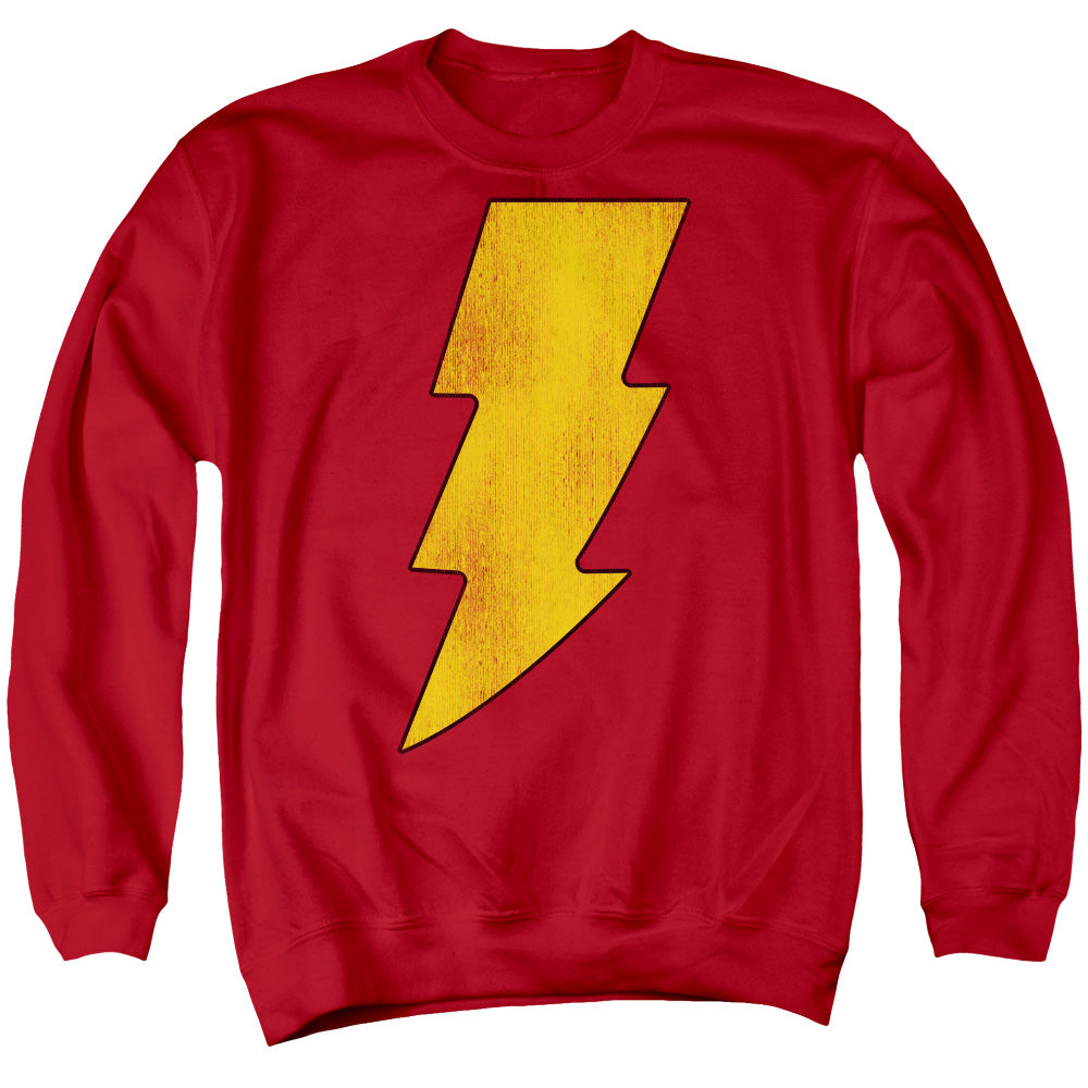 Dc - Shazam Logo Distressed - Adult Crewneck Sweatshirt - Red