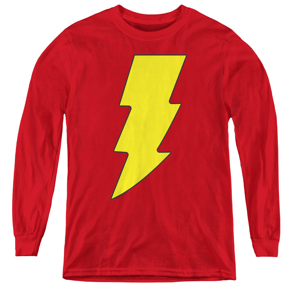 Dc - Shazam Logo - Youth Long Sleeve Tee - Red