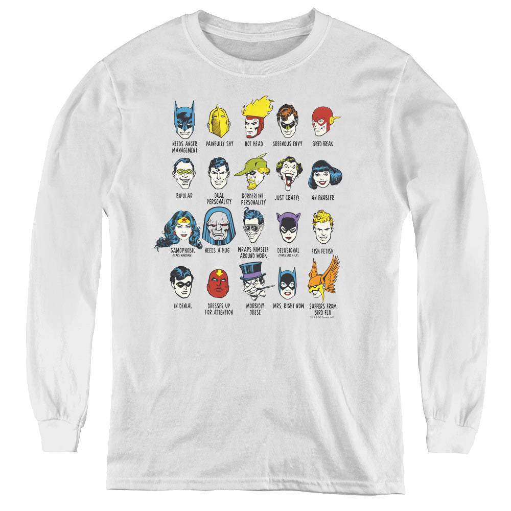 Dc - Superhero Issues - Youth Long Sleeve Tee - White
