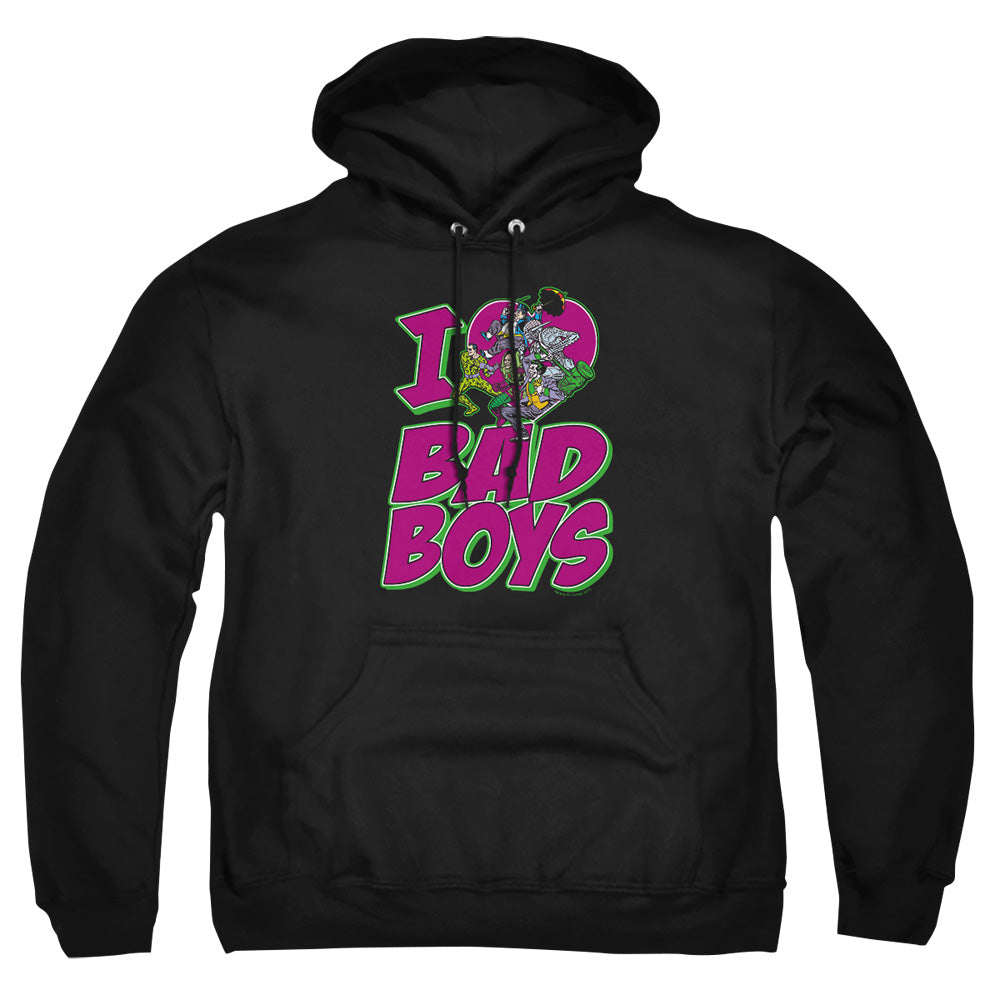 Dc - I Heart Bad Boys - Adult Pull-over Hoodie - Black