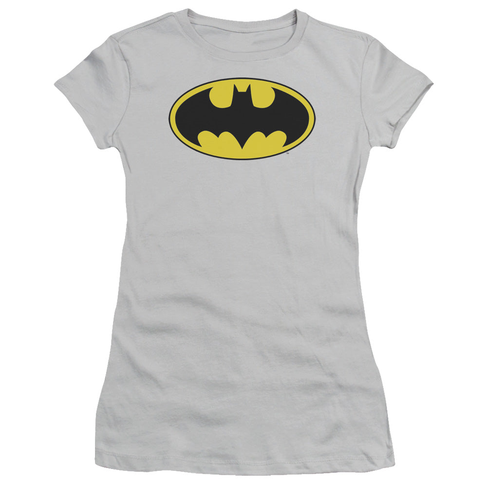 Dc - Batman Logo - Short Sleeve Junior Sheer - Silver T-shirt