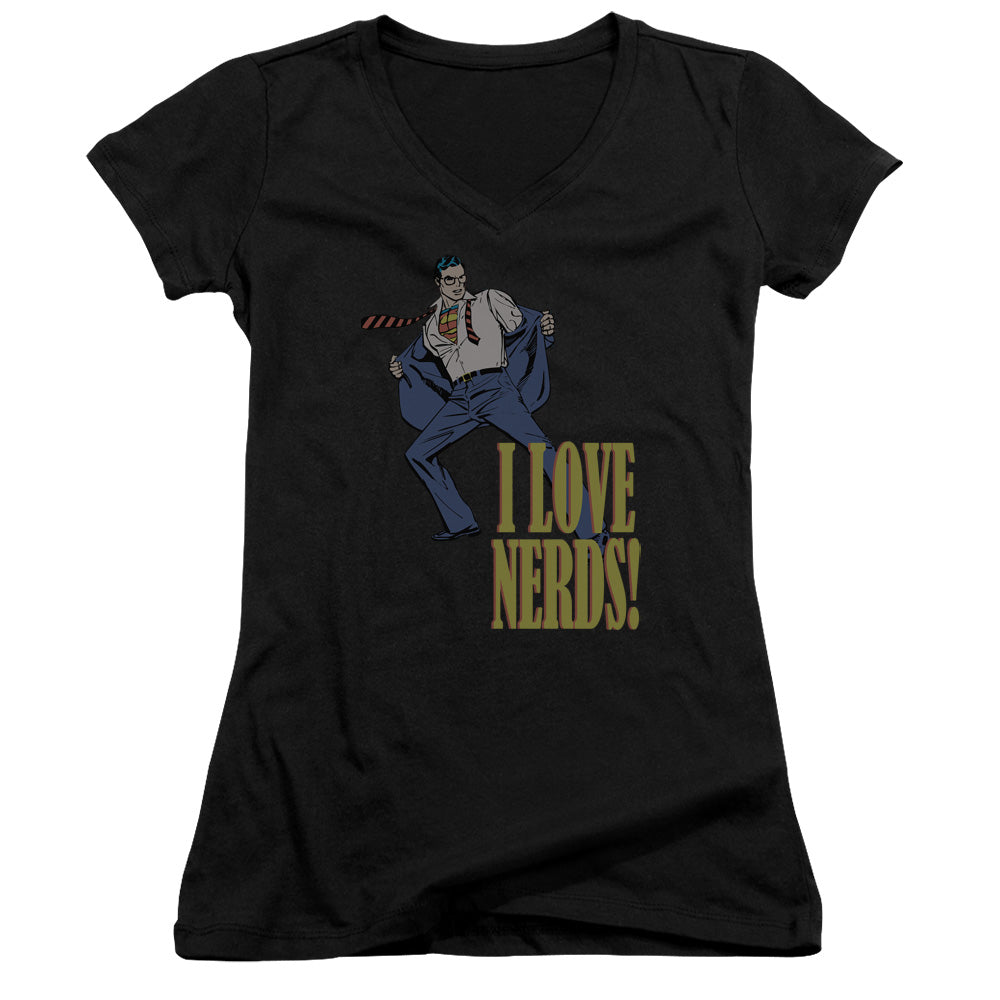 Dc - I Love Nerds - Junior V-neck - Black