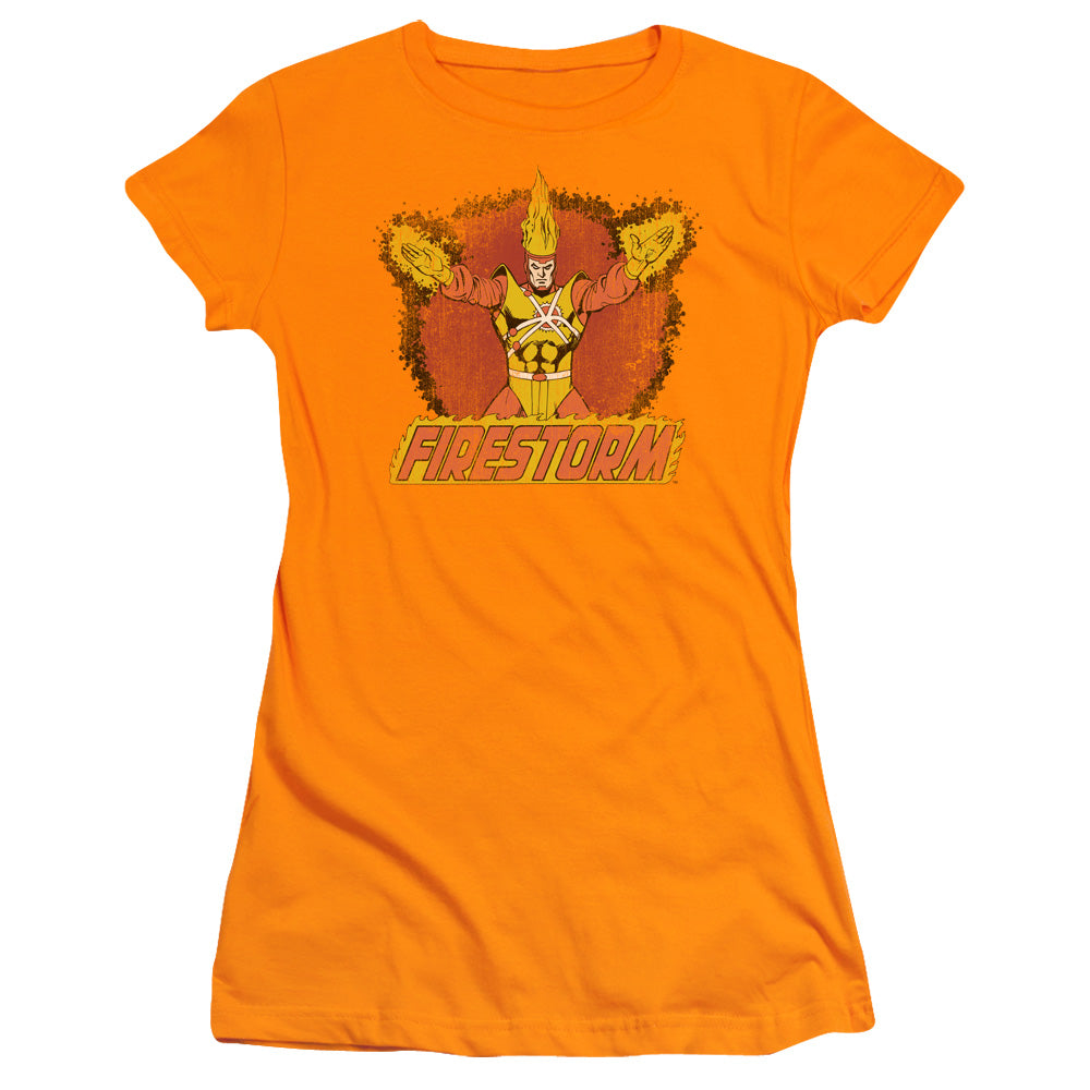 Dc - Ring Of Firestorm - Short Sleeve Junior Sheer - Orange T-shirt