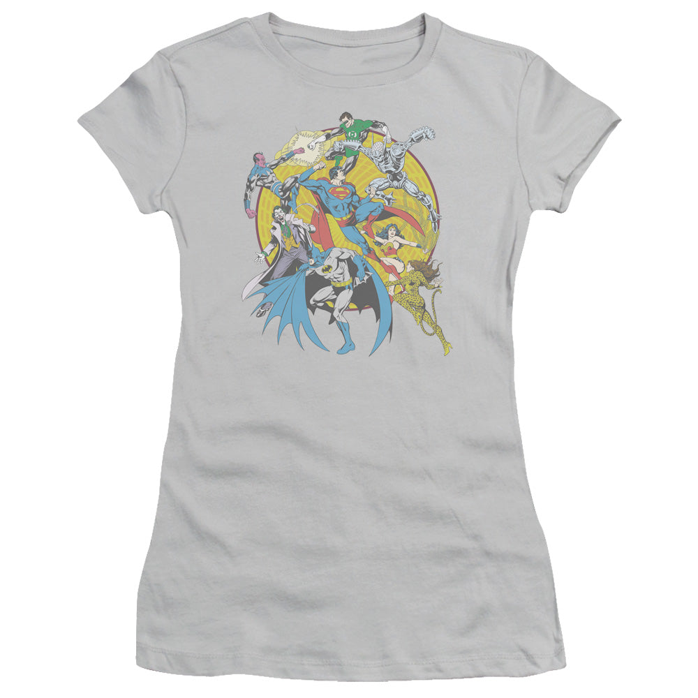 Dc - Spin Circle Fight - Short Sleeve Junior Sheer - Silver T-shirt