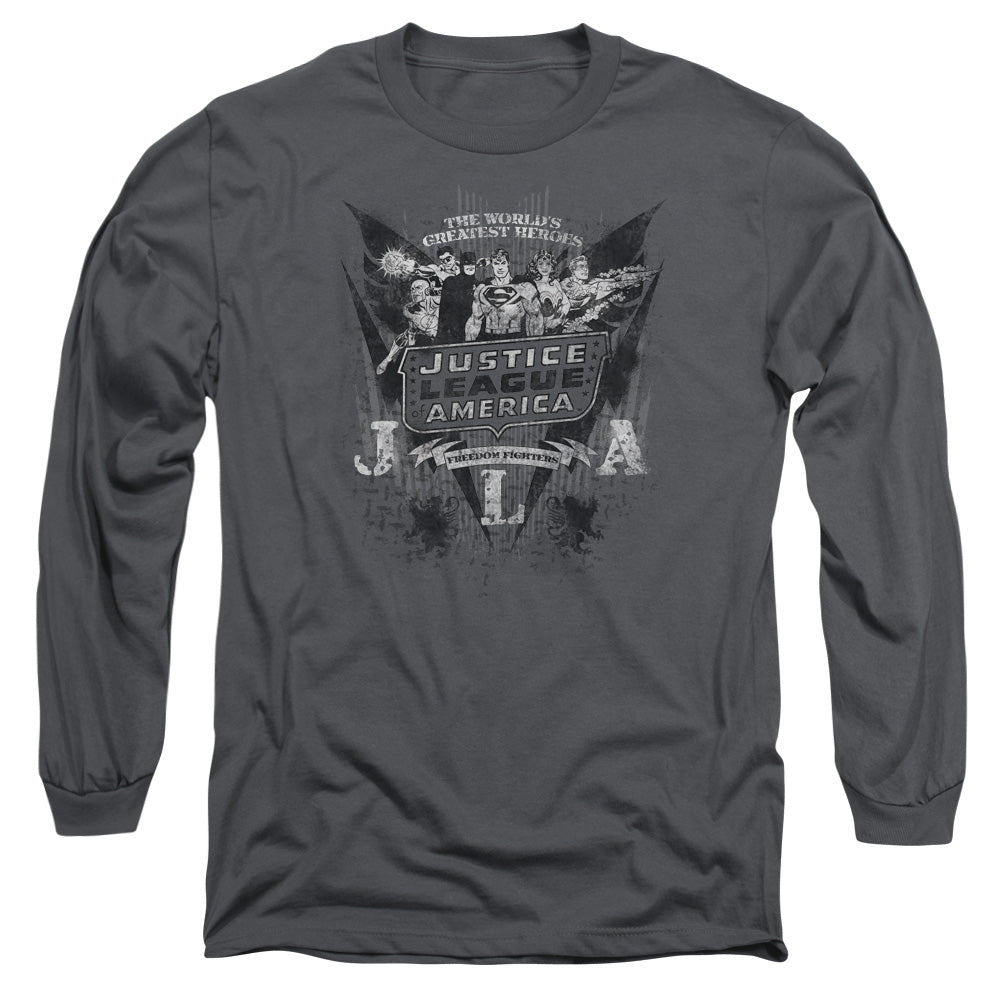 Dc - Greatest Heroes - Long Sleeve Adult 18/1 - Charcoal T-shirt