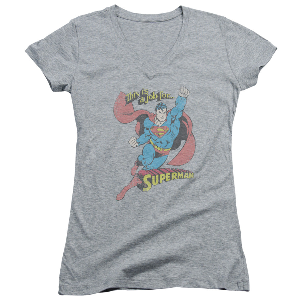 Dc - On The Job - Junior V-neck - Athletic Heather