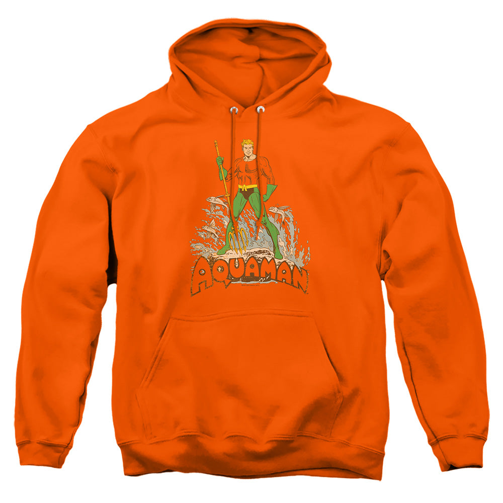 Dc - Aquaman Distressed - Adult Pull-over Hoodie - Orange