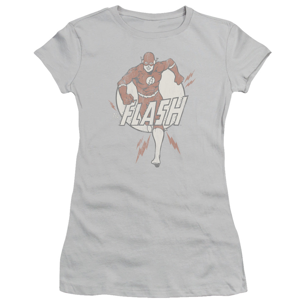 Dc Flash - Lightning Fast - Short Sleeve Junior Sheer - Silver T-shirt