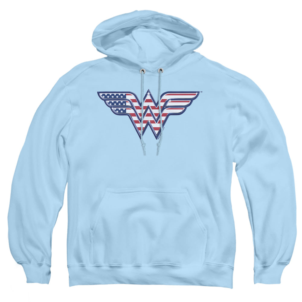 Dc - Red,white & Blue - Adult Pull-over Hoodie - Light Blue