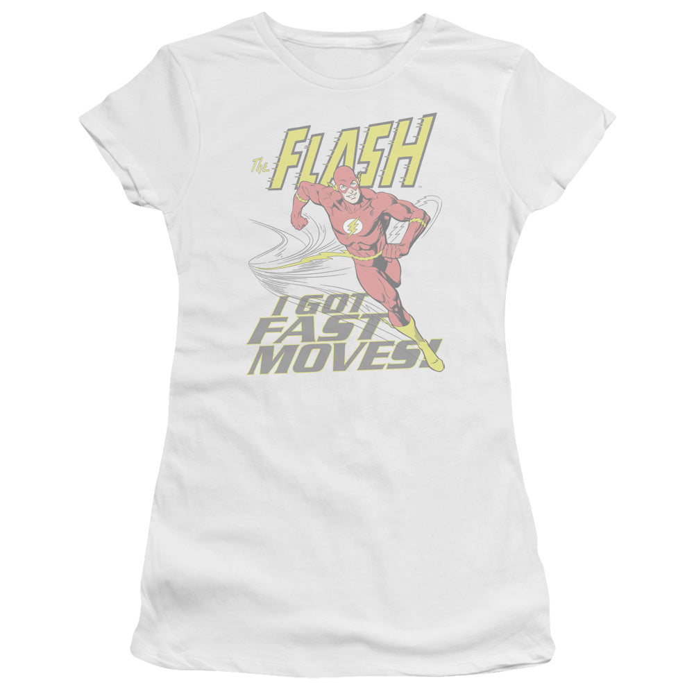 Dc Flash - Fast Moves - Short Sleeve Junior Sheer - White T-shirt