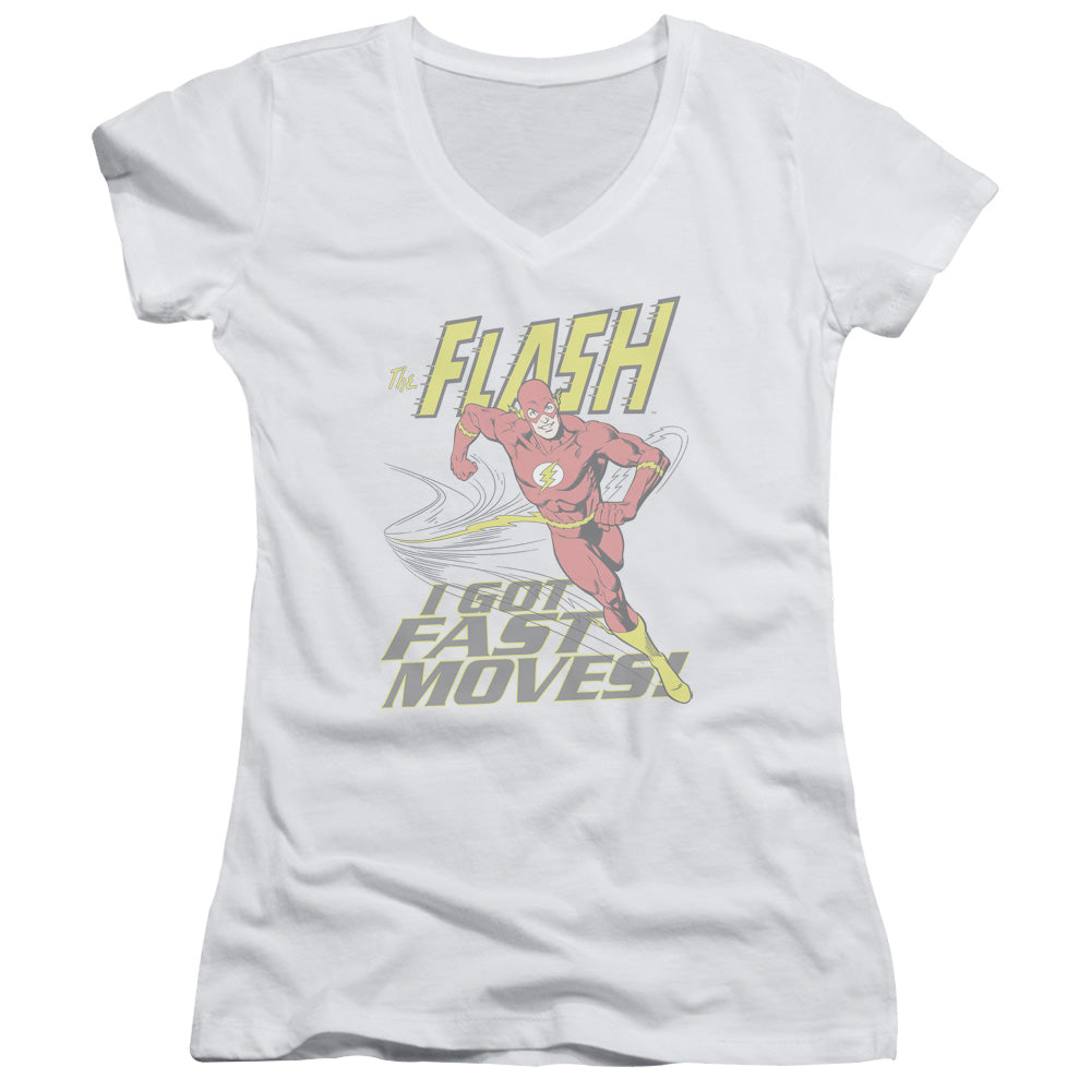 Dc Flash - Fast Moves - Junior V-neck - White