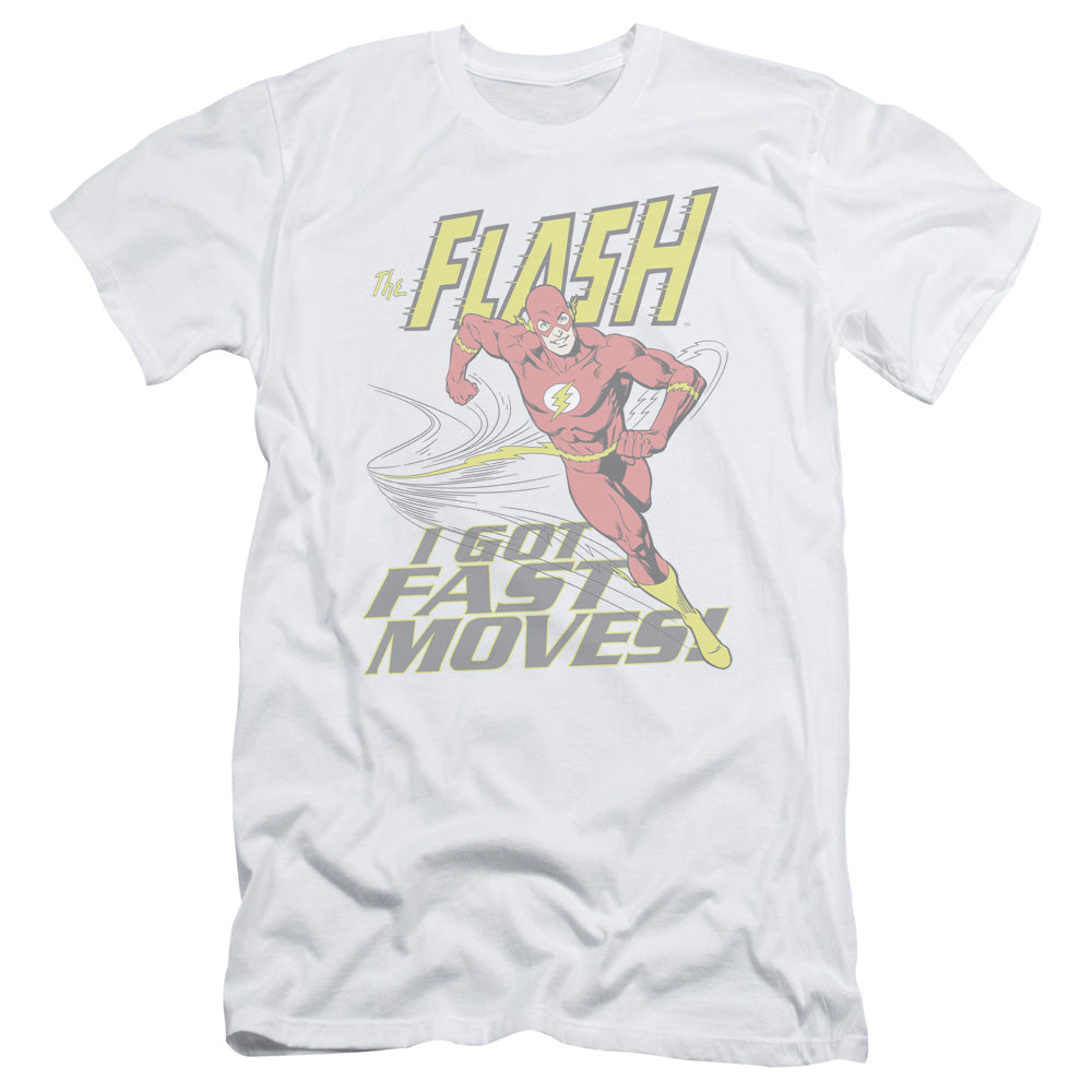 Dc Flash - Fast Moves - Short Sleeve Adult 30/1 - White T-shirt